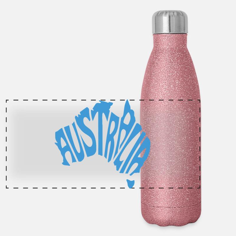Australia Map Artistic Typography Design Panoramic Glitter Thermal Bottle 500 ml