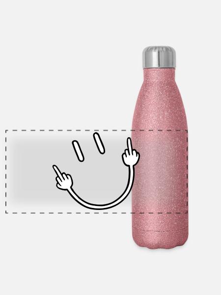 Mittelfinger-Geste - Panorama Glitzer Isolierflasche 500 ml - Pink Glitzer