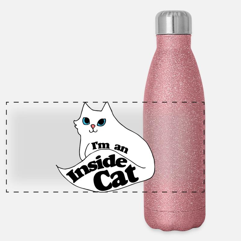 Inside Cat Cartoon Slogan Tee Gourde isotherme panoramique pailletée 500 ml