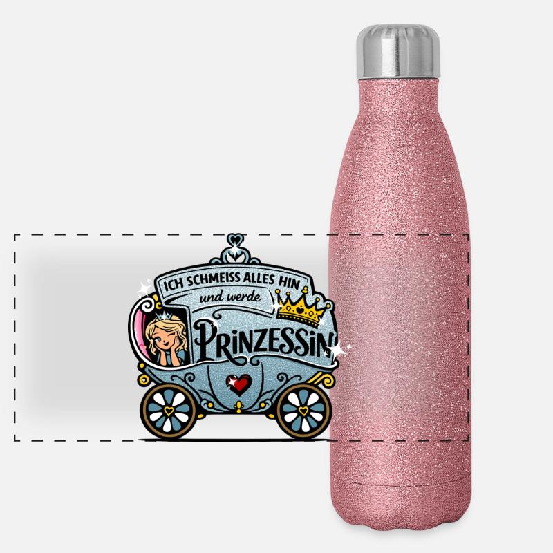 Ich werd Prinzessin Glitzerkutsche Panorama Glitzer Isolierflasche 500 ml