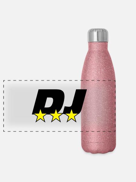 DJ ! - Gourde isotherme panoramique pailletée 500 ml - paillettes roses - Devant