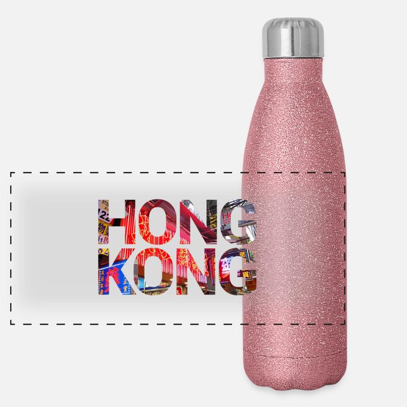 Hongkong Panorama Glitzer Isolierflasche 500 ml