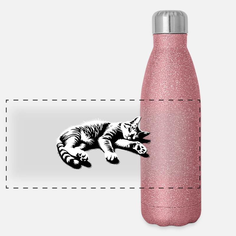 Chat paresseux chat endormi | Gueule de bois Gourde isotherme panoramique pailletée 500 ml