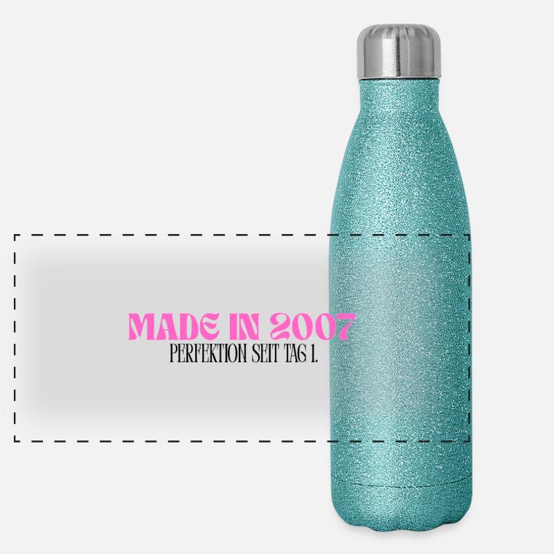 Made in 2007 - Perfektion seit Tag 1 Panorama Glitzer Isolierflasche 500 ml