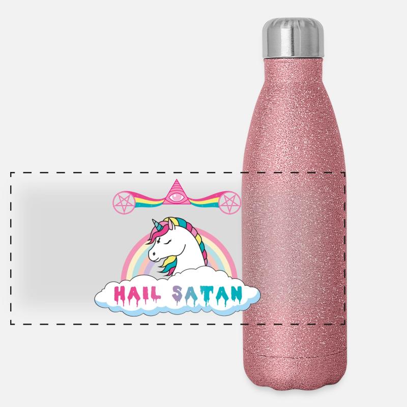 Hagel Satan Einhorn Panorama Glitzer Isolierflasche 500 ml