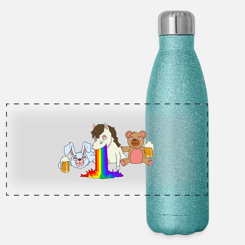 Rainbow Pferd Bär Hase Junggesellenabschied Bier Panorama Glitzer Isolierflasche 500 ml