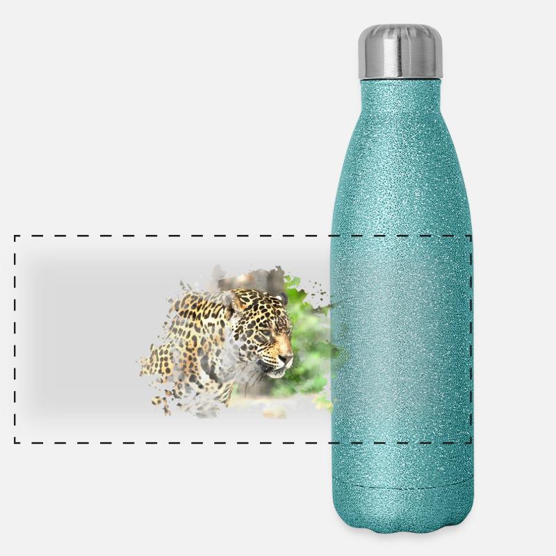 Léopard Gourde isotherme panoramique pailletée 500 ml