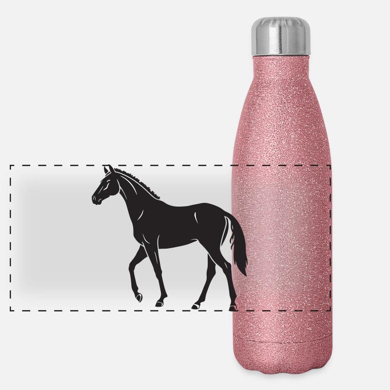 Conception élégante de la silhouette du cheval noir Gourde isotherme panoramique pailletée 500 ml