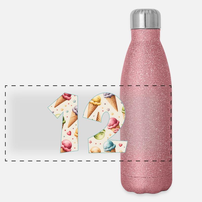 EISCREME NUMMER 12 JAHRE EIS 12. GEBURTSTAG Panorama Glitzer Isolierflasche 500 ml