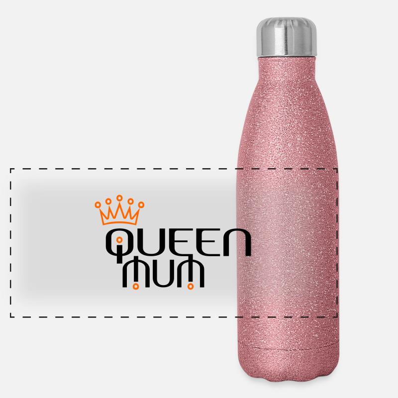 QUEEN MUM mit Krone Panorama Glitzer Isolierflasche 500 ml