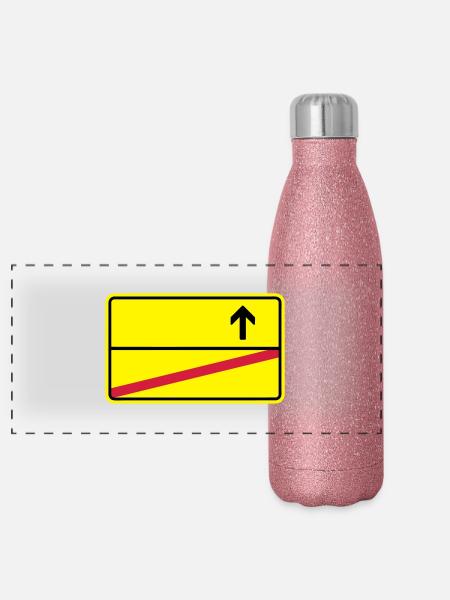 Ortsschild - Panorama Glitzer Isolierflasche 500 ml - Pink Glitzer - Vorne