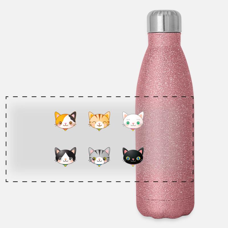 cats Panoramic Glitter Thermal Bottle 500 ml
