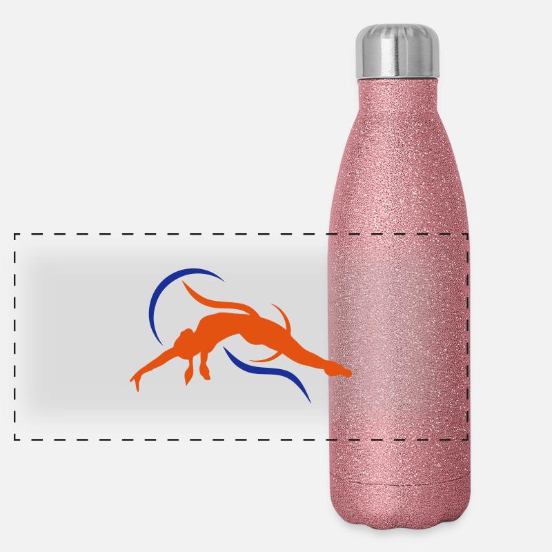 trampoline sport logo 3 Panoramic Glitter Thermal Bottle 500 ml