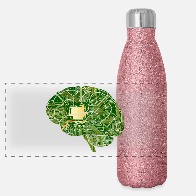 Gehirn - Computerchip - Chip - Computer Panorama Glitzer Isolierflasche 500 ml