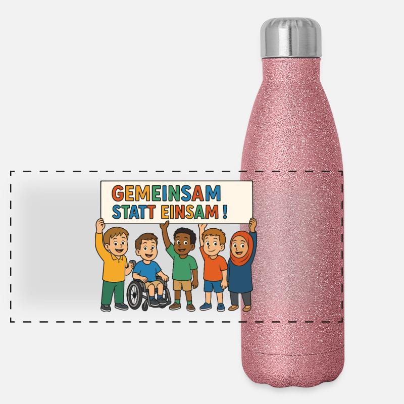 Gemeinsam statt einsam Panorama Glitzer Isolierflasche 500 ml