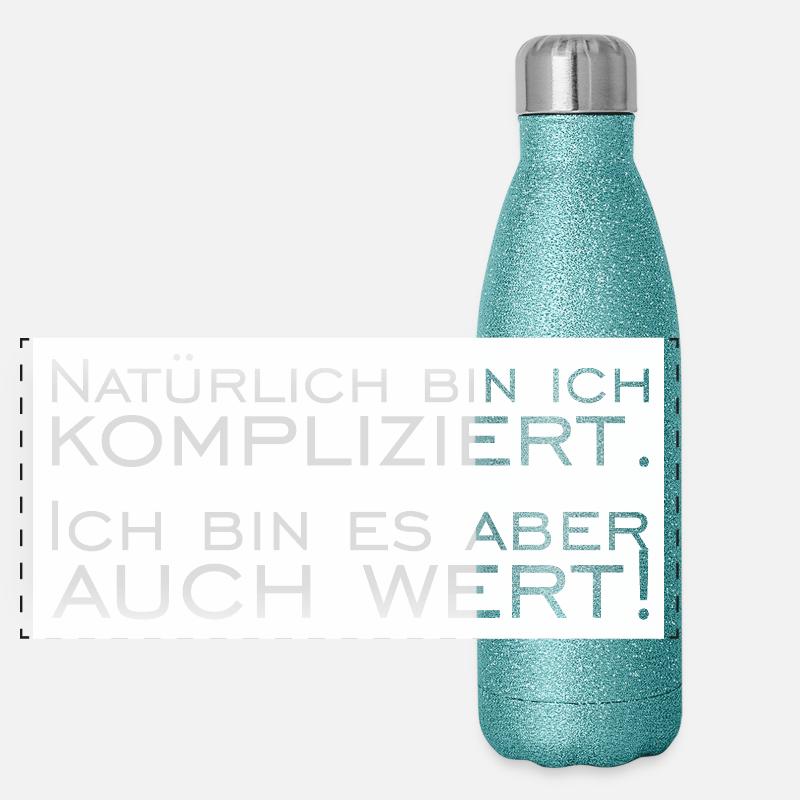 Natürlich bin ich Kompliziert Panorama Glitzer Isolierflasche 500 ml