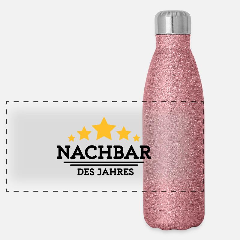 nachbar des Jahres Panorama Glitzer Isolierflasche 500 ml