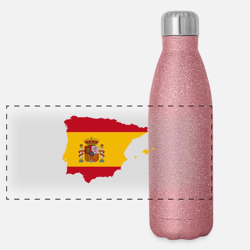 spanische Flagge Panorama Glitzer Isolierflasche 500 ml