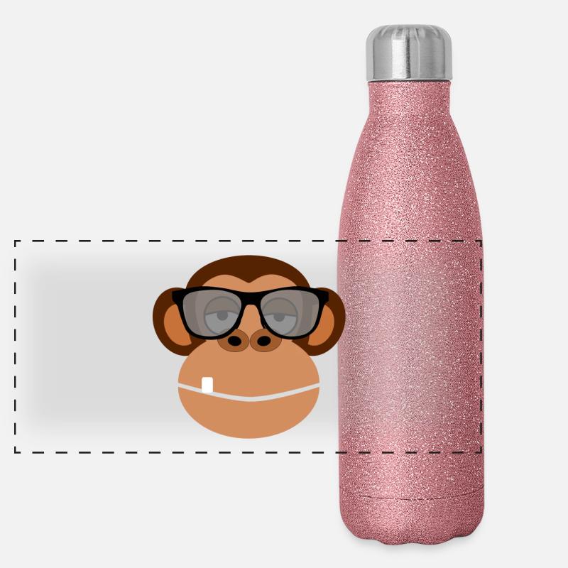 Chilliger Affe mit Sonnenbrille Geschenkidee Panorama Glitzer Isolierflasche 500 ml