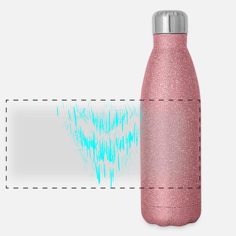 Crâne turquoise Gourde isotherme panoramique pailletée 500 ml