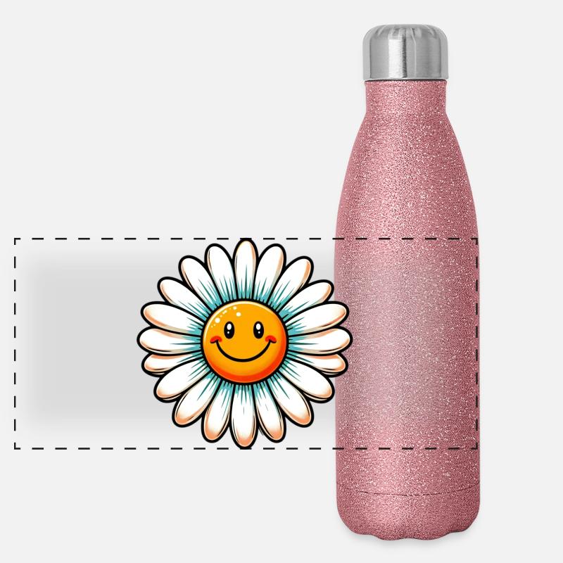 Gänseblümchen Panorama Glitzer Isolierflasche 500 ml