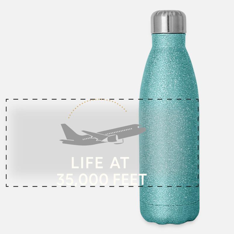 Flight Attendant Cabin Crew Life Aviation Panoramic Glitter Thermal Bottle 500 ml