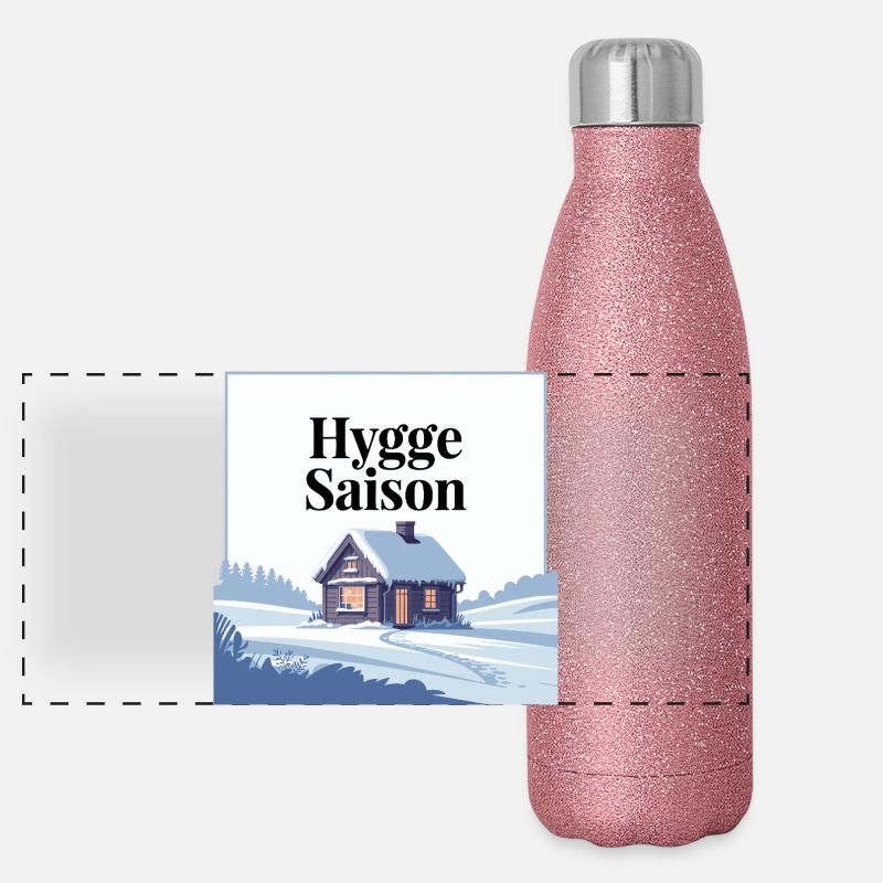 Conception de cabine d’hiver Hygge Saison cosy Gourde isotherme panoramique pailletée 500 ml