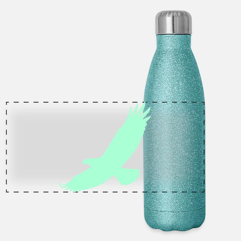 Falke im Flug Panorama Glitzer Isolierflasche 500 ml