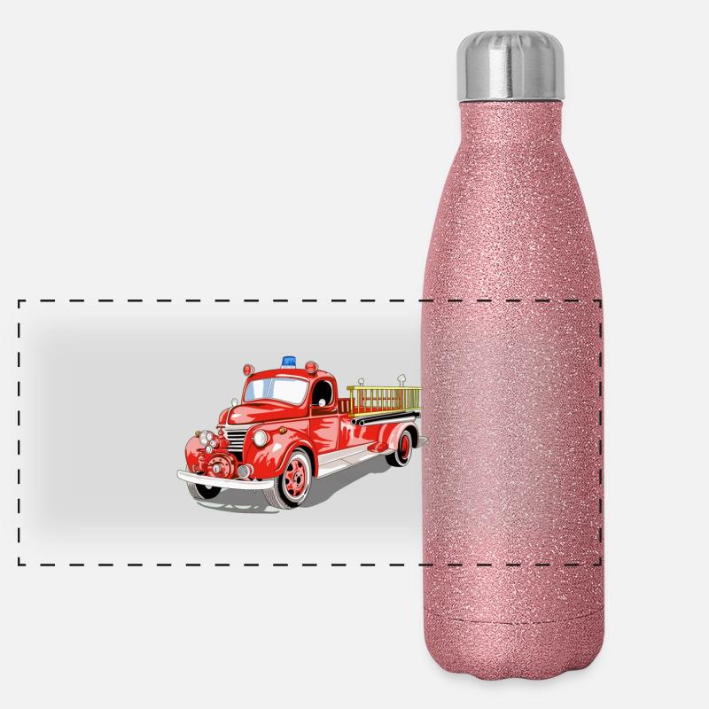 Feuerwehr - Panorama Glitzer Isolierflasche 500 ml - Pink Glitzer