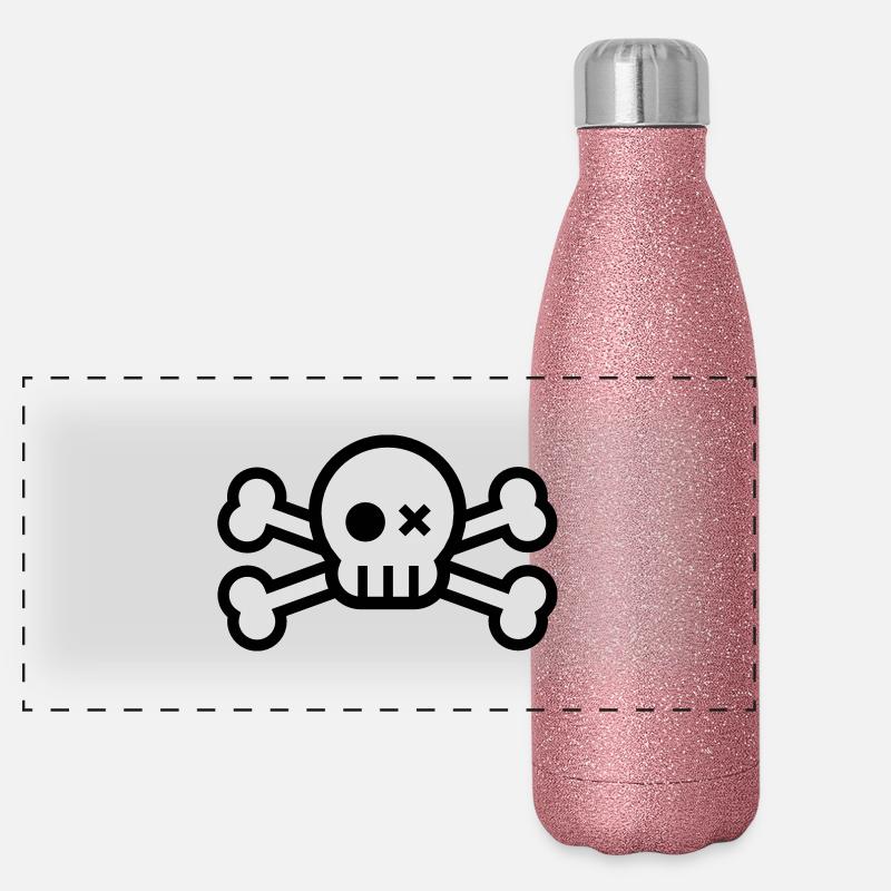 crâne et os croisés Gourde isotherme panoramique pailletée 500 ml