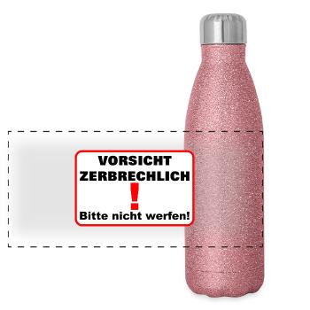 Zerbrechlich vorsicht - Panorama Glitzer Isolierflasche 500 ml - Pink Glitzer - Vorne