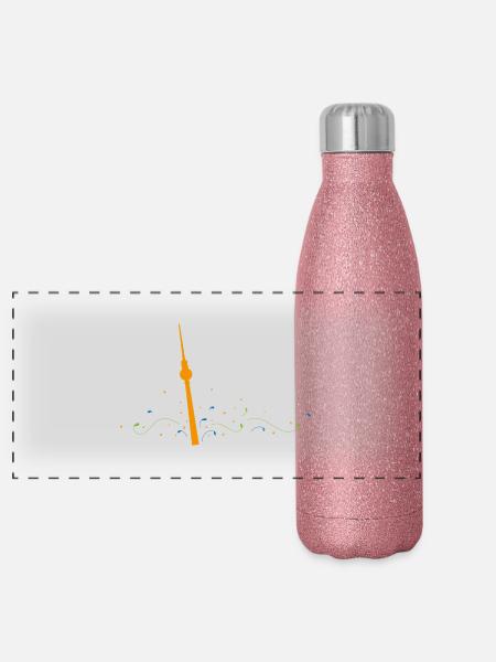 TV Tower Berlin | Berlin has the flow - Panoramic Glitter Thermal Bottle 500 ml - pink glitter - Front