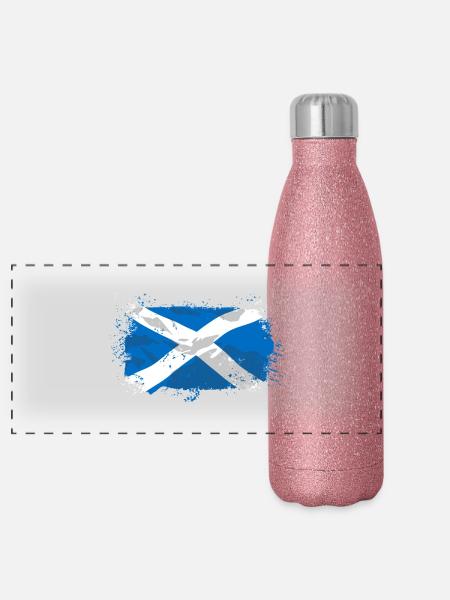 Scotland Flag - Panorama Glitzer Isolierflasche 500 ml - Pink Glitzer - Vorne