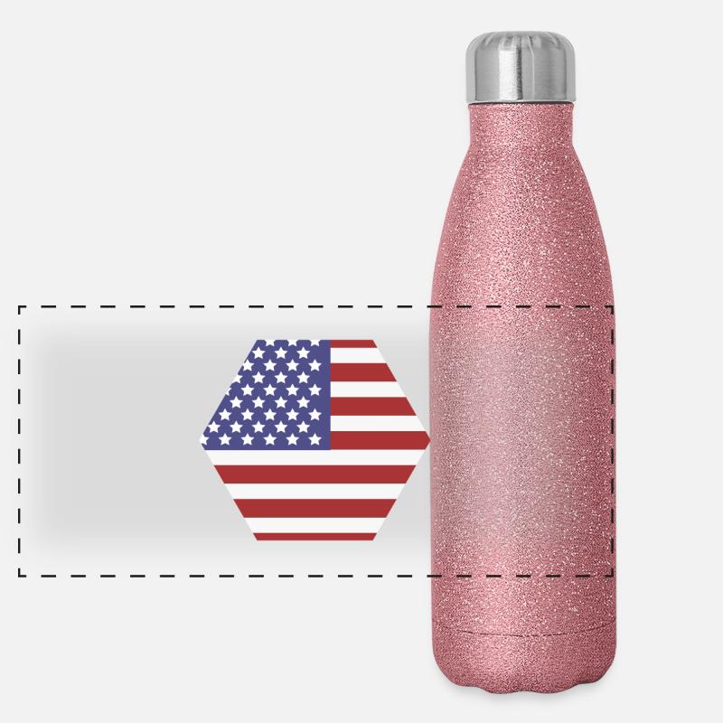 Drapeau des États-Unis Gourde isotherme panoramique pailletée 500 ml