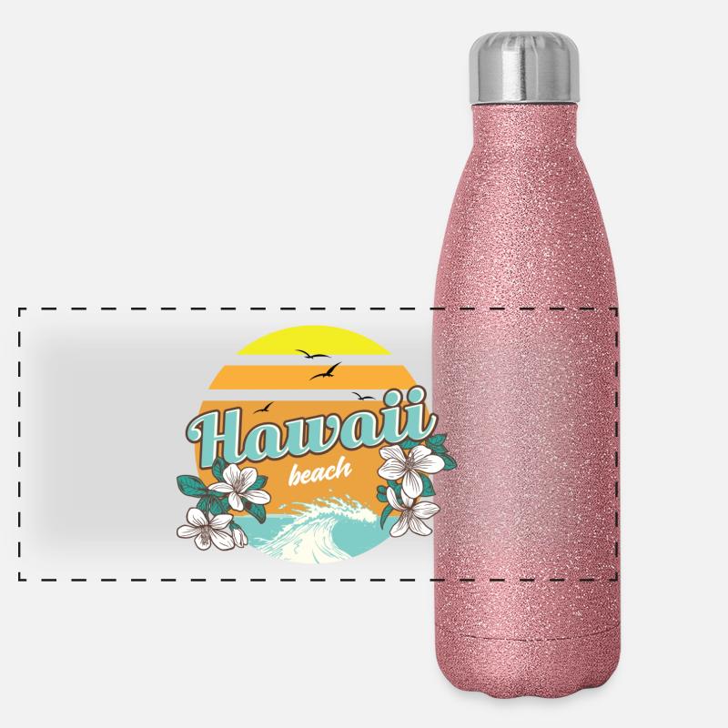 Hawaï vacances à la plage Gourde isotherme panoramique pailletée 500 ml