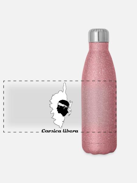 Korsika - Panorama Glitzer Isolierflasche 500 ml - Pink Glitzer