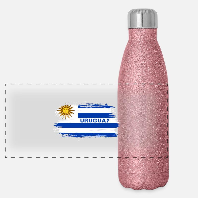 Uruguay Flaggen Design / Geschenkidee Panorama Glitzer Isolierflasche 500 ml