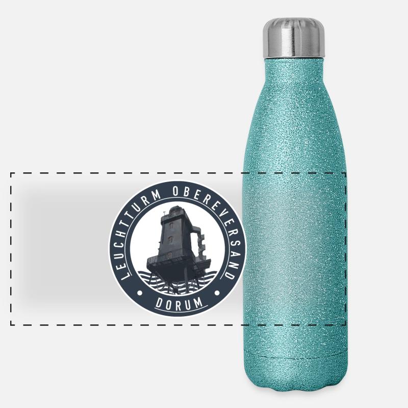 Leuchtturm Obereversand Dorum (bei Cuxhaven) Panorama Glitzer Isolierflasche 500 ml