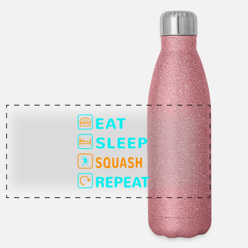 Mangez. Dormir. Squash. Répéter le design Gourde isotherme panoramique pailletée 500 ml