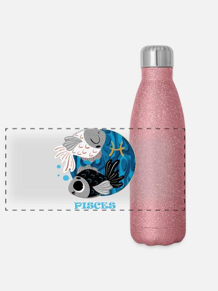 Fische Fisch - Panorama Glitzer Isolierflasche 500 ml - Pink Glitzer