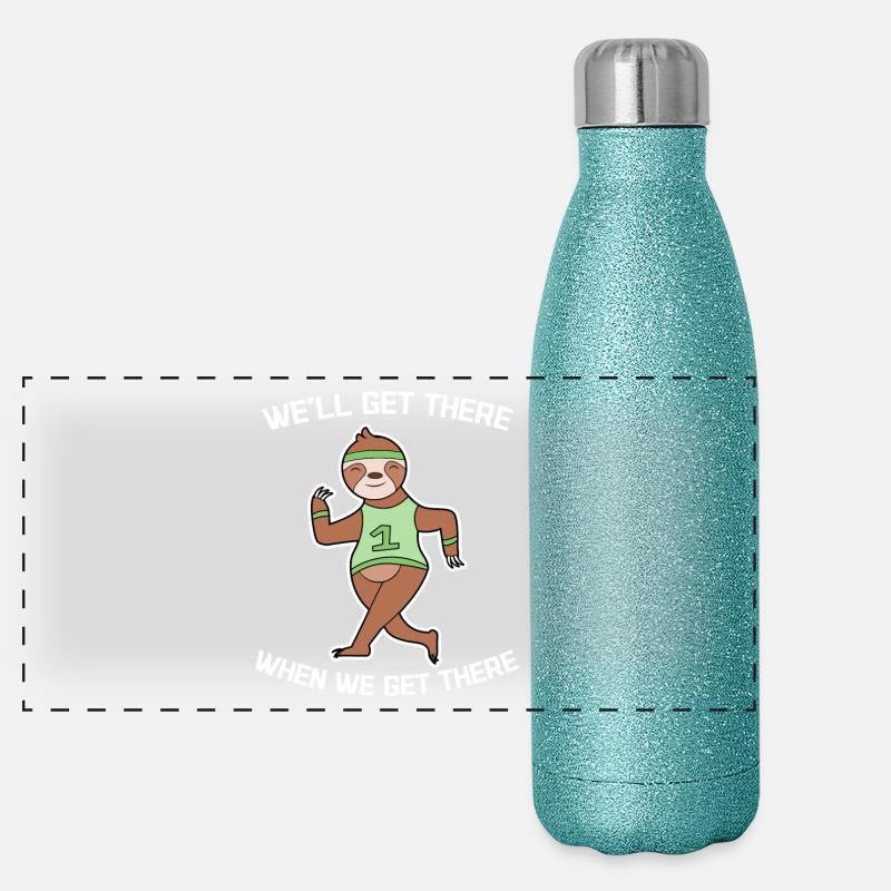 Cool Faultier Tier Statement Säugetier Zoo Langsam Panorama Glitzer Isolierflasche 500 ml