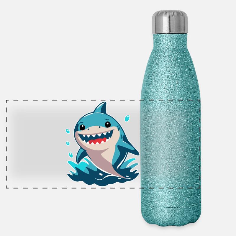 Kleiner Hai Panorama Glitzer Isolierflasche 500 ml