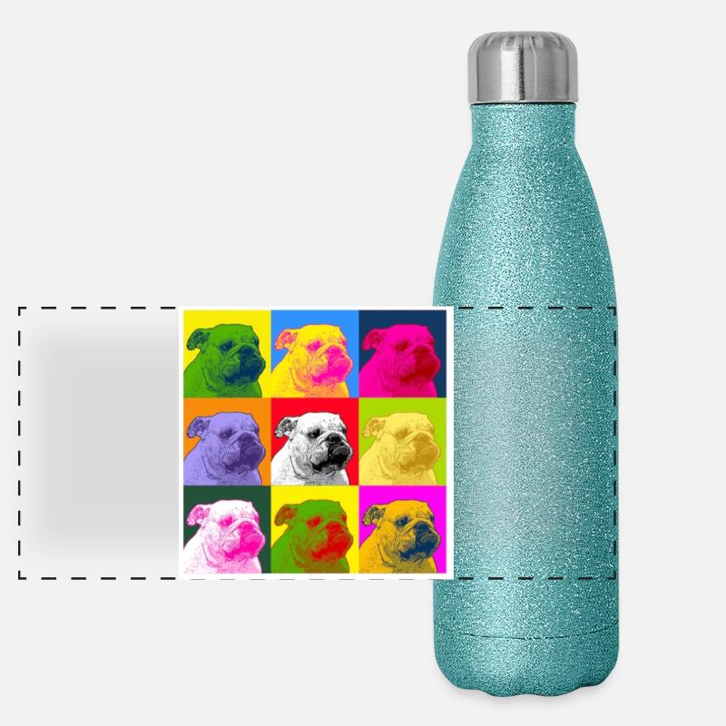 Bouledogue Gourde isotherme panoramique pailletée 500 ml