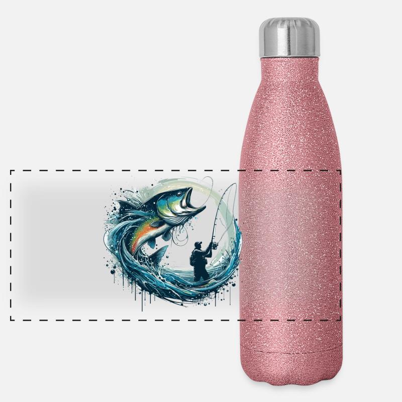 Fishing Dynamic Gift Panoramic Glitter Thermal Bottle 500 ml