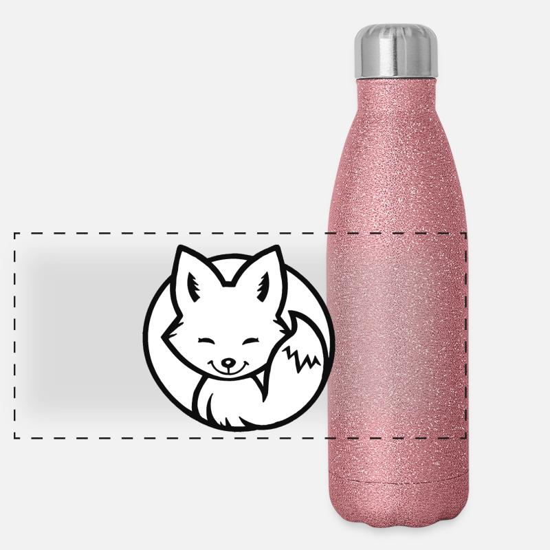 Little Fox (Black & White) Panoramic Glitter Thermal Bottle 500 ml