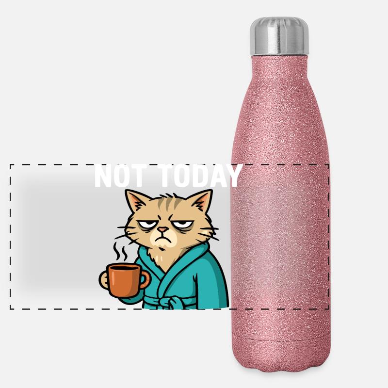Chat « pas aujourd’hui » Gourde isotherme panoramique pailletée 500 ml