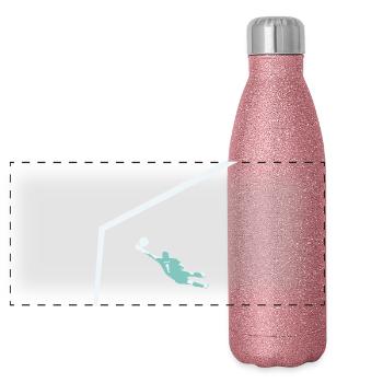 Torfrau – Keine Angst vor dem Ball, nur Mut im Tor - Panorama Glitzer Isolierflasche 500 ml - Pink Glitzer - Vorne