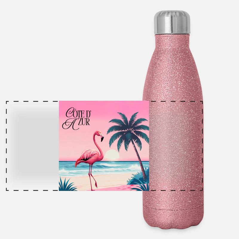 Flamingo Gourde isotherme panoramique pailletée 500 ml
