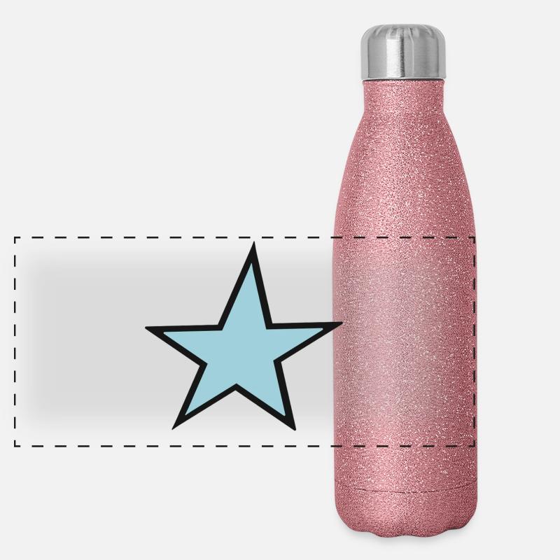 Bright blue star with black border Panoramic Glitter Thermal Bottle 500 ml