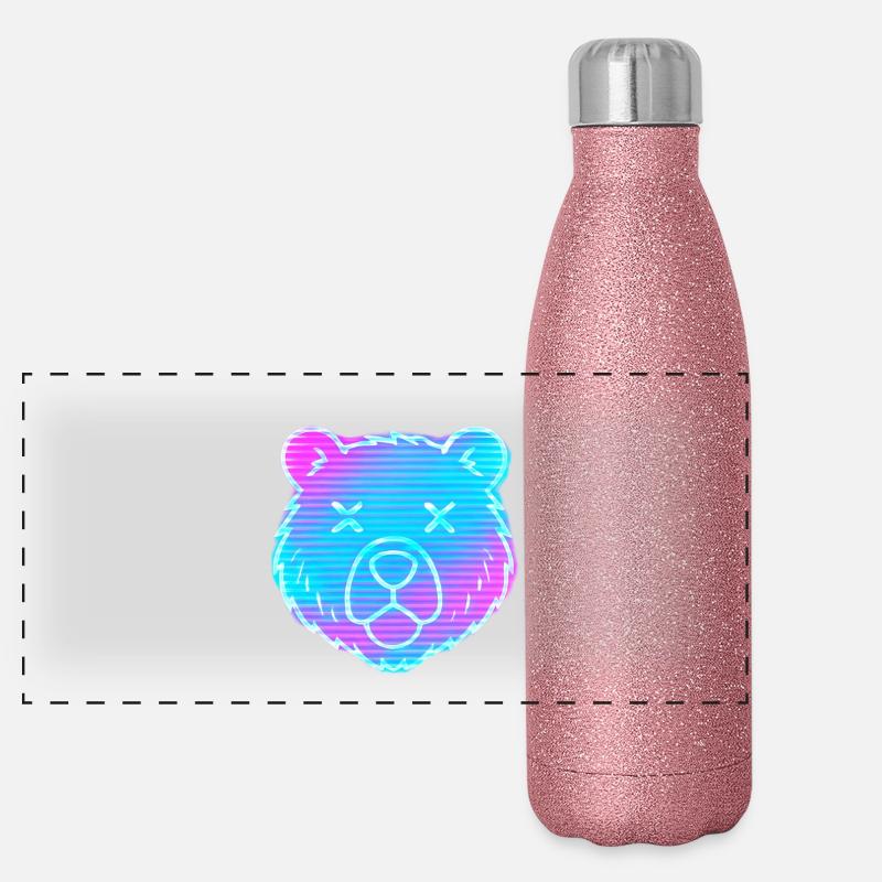 Neon Bärenkopf Gradient Panorama Glitzer Isolierflasche 500 ml